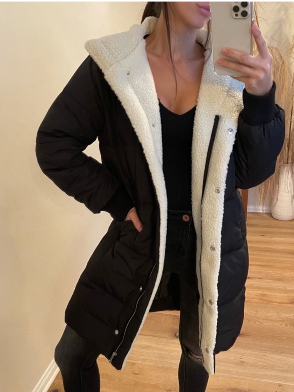 Black Coat Sherpa Lining